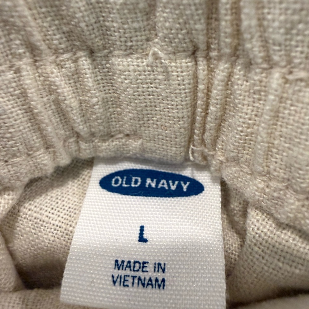 Old Navy Women’s Linen Blend Drawstring Tapered Pants With Cuffs - Picture 2 of 8